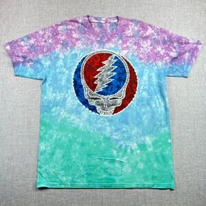 Grateful Dead Style Tie Dye T-Shirt Steal Your Face Graphic Men Large‎ Jam Band